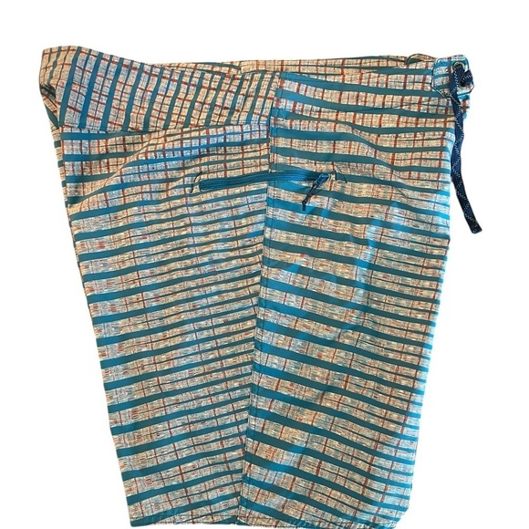PATAGONIA MEN’S SWIM TRUNKS TEAL AND RUST ABSTRACT PATTERN SIZE 38 - Picture 9 of 12
